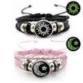 Luminous Sun and Moon Couple Bracelet - Night Light with Woven Leather Jewelry, Suitable for Couples, Adjustable Long Distance Love Gift