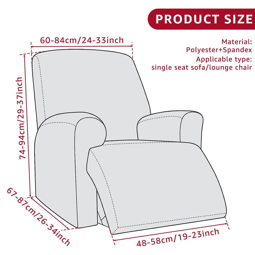 Recliner Cover Anti Scratch Lazy Recliner Chair Cover Protective Stretching Printed Reclining Chair Cover Sofa Slipcovers Convenient Elastic Reclining Chair Slipcover for Home - Beige - Size Three-seater