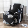 Recliner Cover Anti Scratch Lazy Recliner Chair Cover Protective Stretching Printed Reclining Chair Cover Sofa Slipcovers Convenient Elastic Reclining Chair Slipcover for Home - Black - Size Three-seater