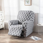 Recliner Cover Anti Scratch Lazy Recliner Chair Cover Protective Stretching Printed Reclining Chair Cover Sofa Slipcovers Convenient Elastic Reclining Chair Slipcover for Home - Gray - Size Three-seater