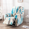 Recliner Cover Anti Scratch Lazy Recliner Chair Cover Protective Stretching Printed Reclining Chair Cover Sofa Slipcovers Convenient Elastic Reclining Chair Slipcover for Home - Sky Blue - Size Three-seater