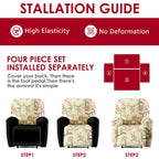 Recliner Cover Anti Scratch Lazy Recliner Chair Cover Protective Stretching Printed Reclining Chair Cover Sofa Slipcovers Convenient Elastic Reclining Chair Slipcover for Home - Turquoise - Size Three-seater