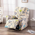 Recliner Cover Anti Scratch Lazy Recliner Chair Cover Protective Stretching Printed Reclining Chair Cover Sofa Slipcovers Convenient Elastic Reclining Chair Slipcover for Home - Yellow - Size One-seater