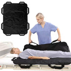 Positioning Bed Pad with Handles,48" × 40" Transfer Sheet for Repositioning,Turning and Lifting,Washable Positioning Bed Pads for Elderly,Patient,Handicap,Caregiver - Black - Size 2 pack