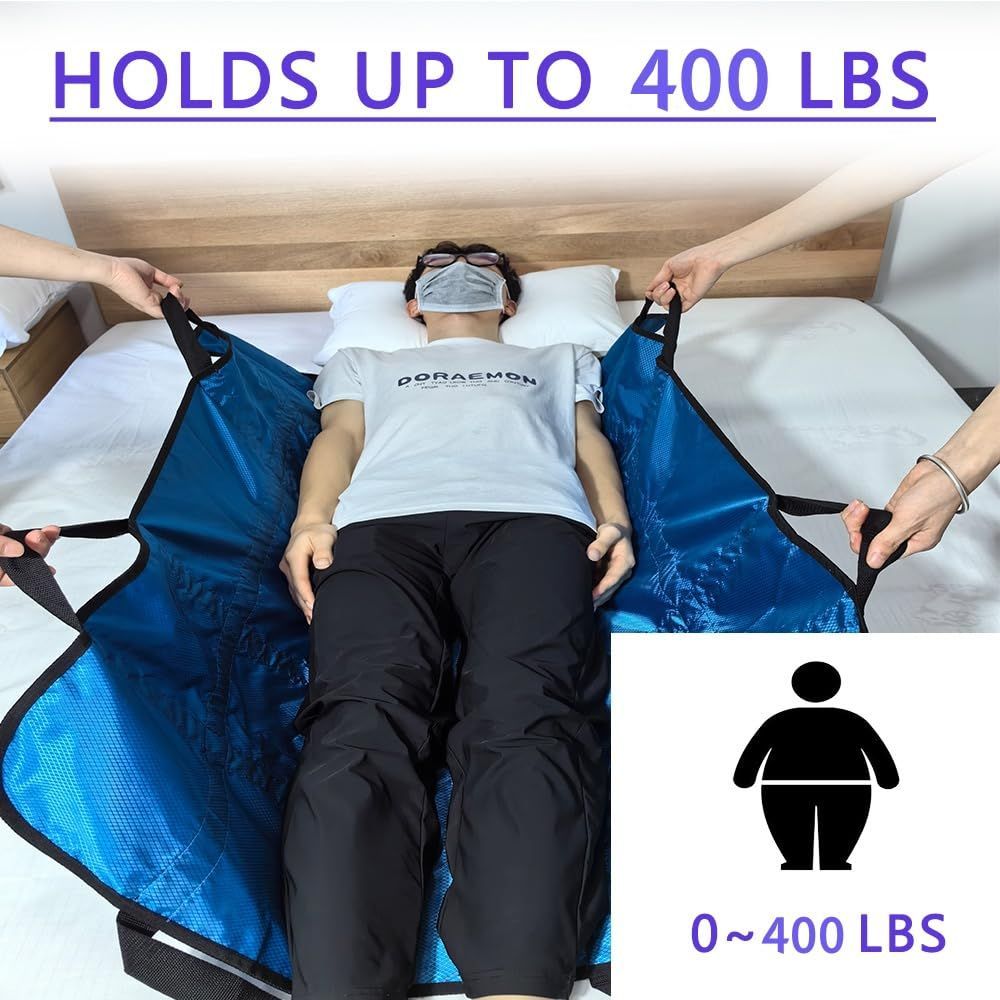 Positioning Bed Pad with Handles,48" × 40" Transfer Sheet for Repositioning,Turning and Lifting,Washable Positioning Bed Pads for Elderly,Patient,Handicap,Caregiver - Black - Size 2 pack