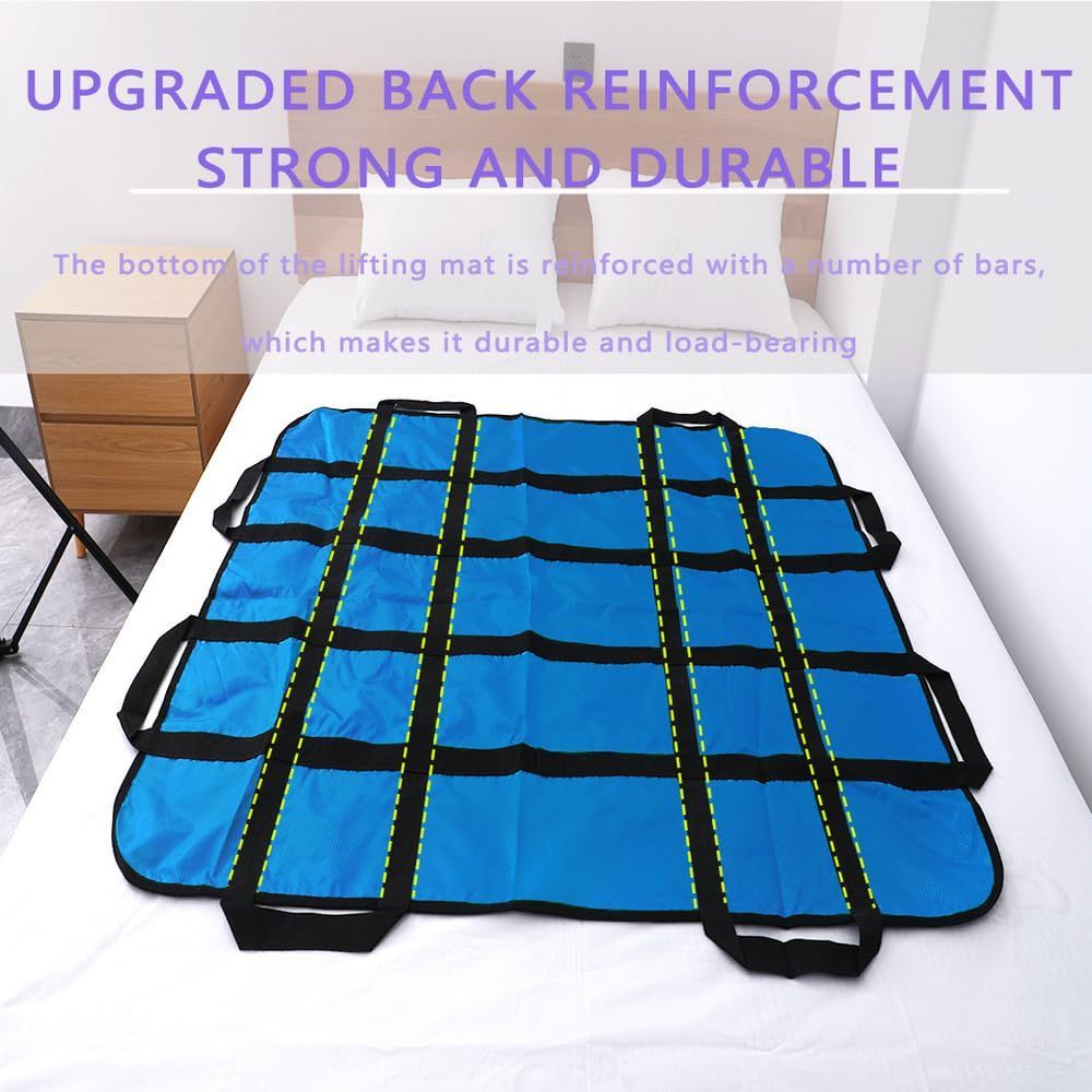 Positioning Bed Pad with Handles,48" × 40" Transfer Sheet for Repositioning,Turning and Lifting,Washable Positioning Bed Pads for Elderly,Patient,Handicap,Caregiver - Black - Size 2 pack