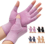 2-Pair Arthritis Compression Gloves- for Hand Arthritis, Carpal Tunnel Pain, Rheumatoid Arthritis, RSI, Fingerless, Anti-Slip, Breathable Gloves for Men & Women, Typing, Daily Use - Pink - Size S