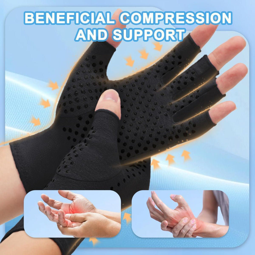 2-Pair Arthritis Compression Gloves- for Hand Arthritis, Carpal Tunnel Pain, Rheumatoid Arthritis, RSI, Fingerless, Anti-Slip, Breathable Gloves for Men & Women, Typing, Daily Use - Pink - Size S