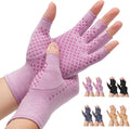 2-Pair Arthritis Compression Gloves- for Hand Arthritis, Carpal Tunnel Pain, Rheumatoid Arthritis, RSI, Fingerless, Anti-Slip, Breathable Gloves for Men & Women, Typing, Daily Use - Pink - Size XL