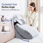 Adjustable Wedge Pillow Headboard Set for Sleeping & After Surgery, Ergonomic Reading Pillow for Sitting in Bed, Bed Wedge with Premium Memory Foam for Back Pain Relief & Support, Leg Elevation