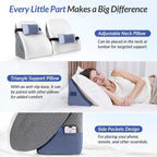Adjustable Wedge Pillow Headboard Set for Sleeping & After Surgery, Ergonomic Reading Pillow for Sitting in Bed, Bed Wedge with Premium Memory Foam for Back Pain Relief & Support, Leg Elevation
