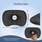 Ear Piercing Hole Pillows Side Sleeper Pillow with an Ear Hole for CNH Side Sleepers and Ear Inflammation Pressure Sores, Adjustable Cotton and Polyester Curved Side Pillow - Pink - Size 44cm*32cm