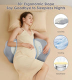 Pregnancy Pillows for Sleeping, Memory Foam Maternity Pillow Support for Back Belly HIPS, Adjustable Travel Wedge Pillow for Pregnant Women, Side Sleeping Pregnant Pillows with Velvet Cover - Gray - Size 31.5in*15in