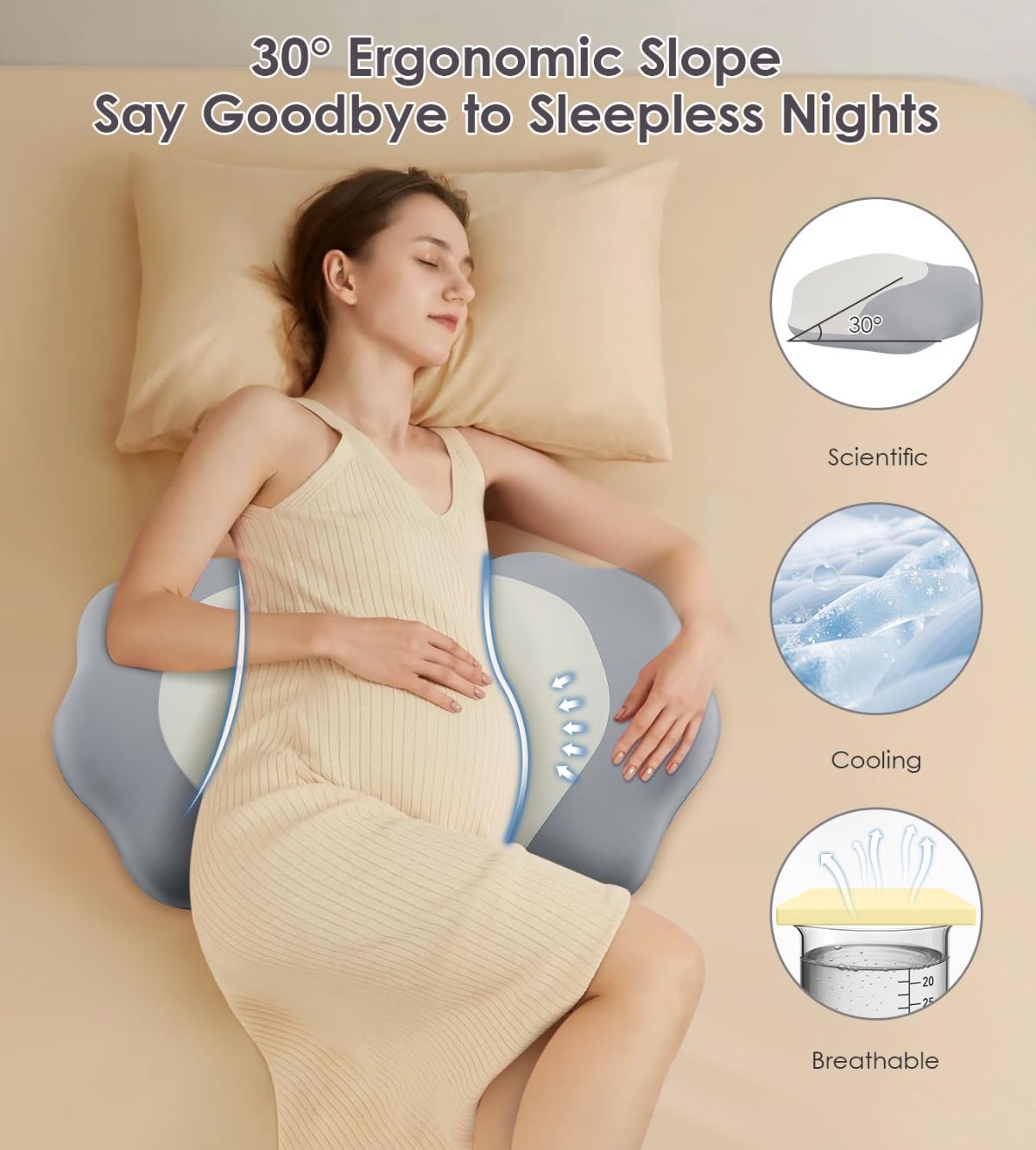 Pregnancy Pillows for Sleeping, Memory Foam Maternity Pillow Support for Back Belly HIPS, Adjustable Travel Wedge Pillow for Pregnant Women, Side Sleeping Pregnant Pillows with Velvet Cover - Pink - Size 31.5in*15in