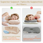 Piercing Pillow - Ear Piercing Pillow With Foam Plug, Adjust Shredded Memory Foam Picrcing Pillow For Side Sleepers, Donut Piliow For Ear With 4.5x4.5''Hole, Ergonomic Curved Design, Satin Champagne | Ear Piercing Pillow For Side Sleepers, Donut Piliow Fo
