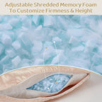 Piercing Pillow - Ear Piercing Pillow With Foam Plug, Adjust Shredded Memory Foam Picrcing Pillow For Side Sleepers, Donut Piliow For Ear With 4.5x4.5''Hole, Ergonomic Curved Design, Satin Gray | Ear Piercing Pillow For Side Sleepers, Donut Piliow For Ear
