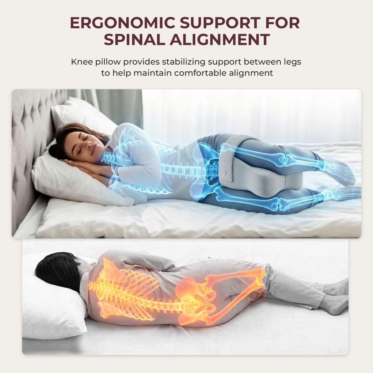 Side Sleeper Knee Pillow Hip Pain Relief Sciatica Pain Relief Ergonomic Leg - Pink - Size 35cm*25cm*16cm