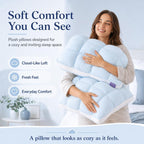 Mellow Puff Cooling Pillow for Sleeping, Fluffy Cloud Pillow with Ice-Silk Touch, Breathable Quilted Grid Design, for Side and Back Sleepers, Machine Washable - White - Size 26in*20in
