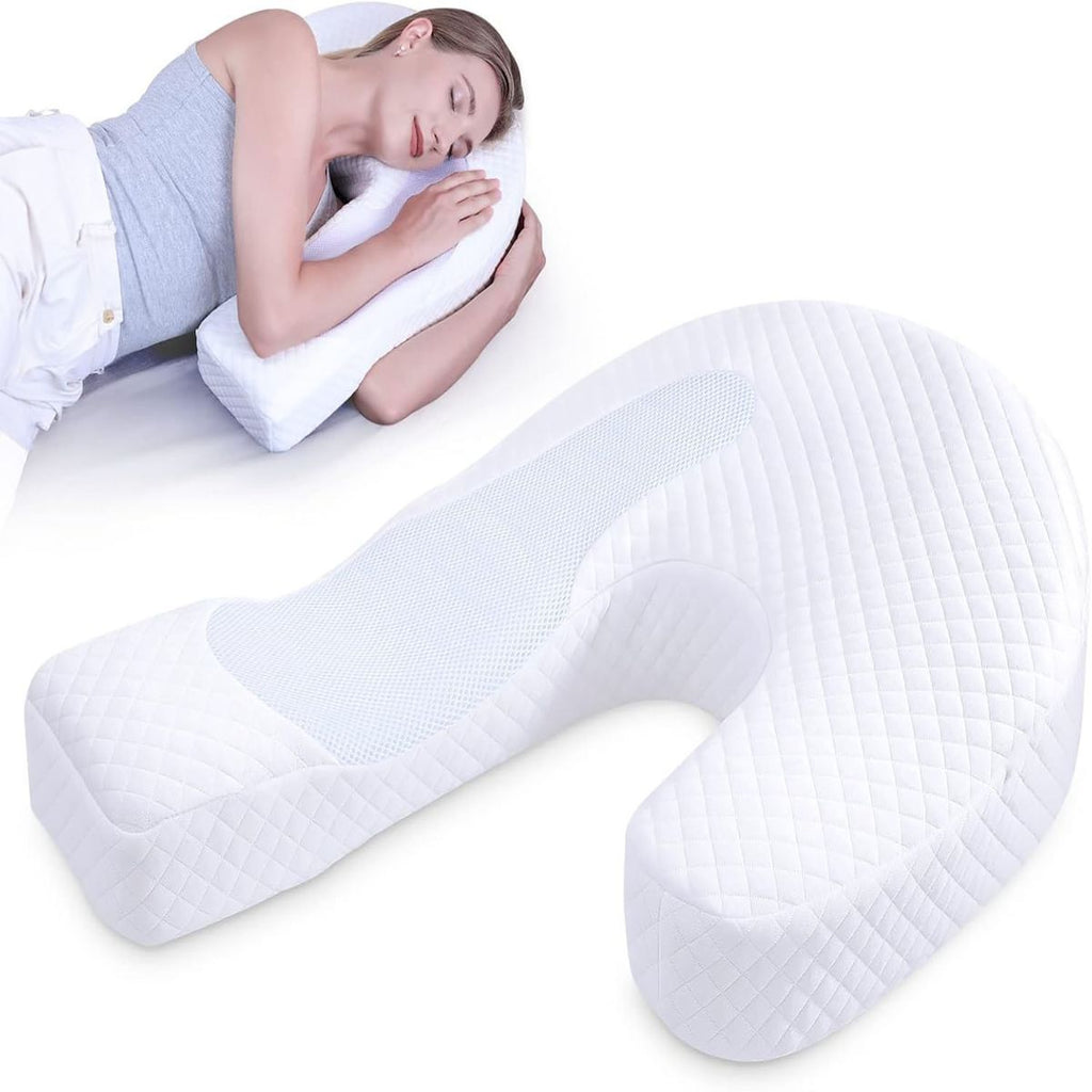 Side Sleeper Pillow with Arm Hole, Ergonomic Memory Foam Arm Pillow for Shoulder Comfort, Side Sleeping Support for Neck and Back, Removable Washable Cover, for Side  Sleepers - Gray - Size 58cm*43cm