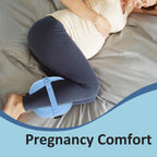 Side Sleeper Knee Pillow, Memory Foam Leg Pillow, Ergonomic Between Leg Pillow Eases Back Hip Pain, Spine Alignment Sciatica Relief, Knee Pillow with Ice Silk Cover and Elastic Strap - White - Size 10in*9in