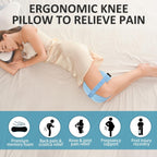 Side Sleeper Knee Pillow, Memory Foam Leg Pillow, Ergonomic Between Leg Pillow Eases Back Hip Pain, Spine Alignment Sciatica Relief, Knee Pillow with Ice Silk Cover and Elastic Strap - Blue - Size 10in*9in