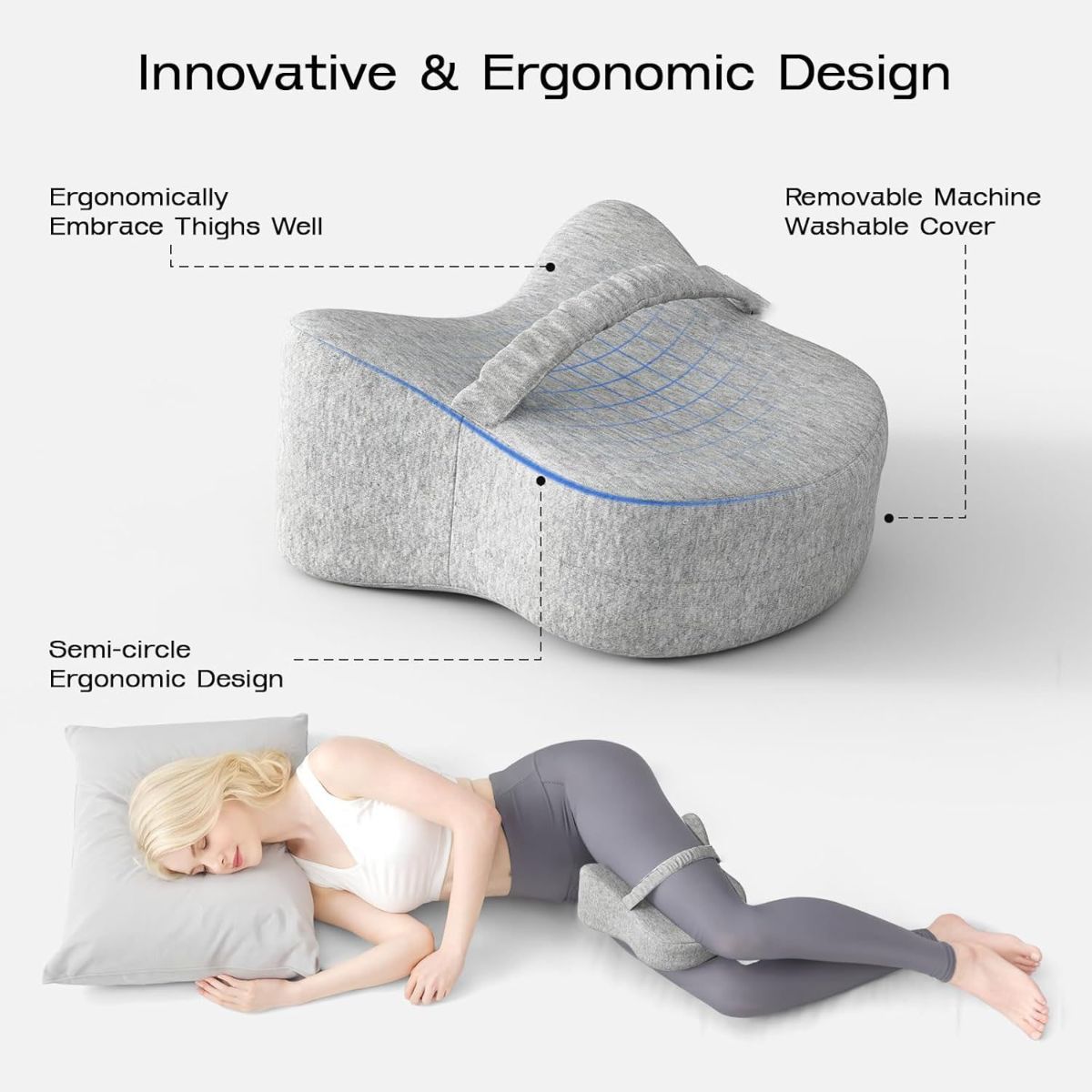 Legacy Leg & Knee Foam Support Pillow for Side Sleepers Soothing Relief for Back, Hips, Knees, Joints, Nerves & Muscles - Blue - Size 25.5cm*23cm