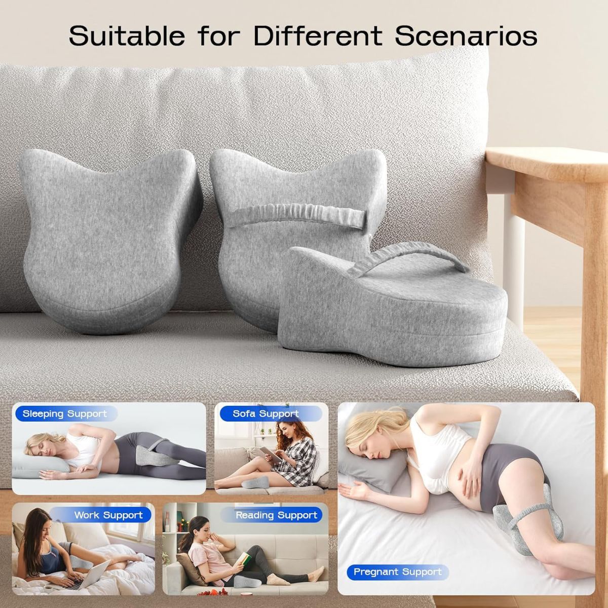 Legacy Leg & Knee Foam Support Pillow for Side Sleepers Soothing Relief for Back, Hips, Knees, Joints, Nerves & Muscles - Purple - Size 25.5cm*23cm