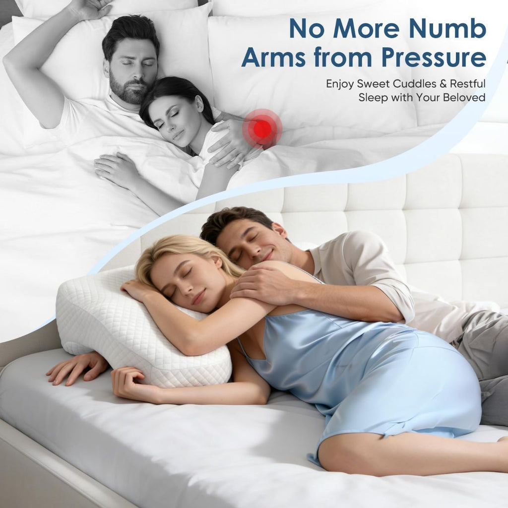 Side Sleeper Pillow for Adults with Arm Holes, Slow Rebound Memory Foam Arm Pillow for Comfortable Neck and Shoulder Support, Multi-Position Sleeping Pillow for Side Back Stomach Sleepers - Blue - Size 58cm*40cm*42cm