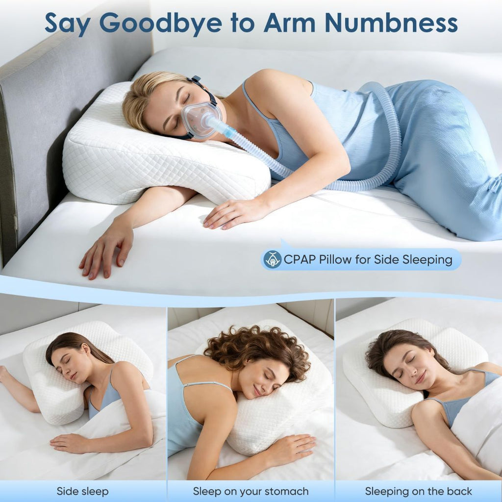 Side Sleeper Pillow for Adults with Arm Holes, Slow Rebound Memory Foam Arm Pillow for Comfortable Neck and Shoulder Support, Multi-Position Sleeping Pillow for Side Back Stomach Sleepers - Blue - Size 58cm*40cm*42cm