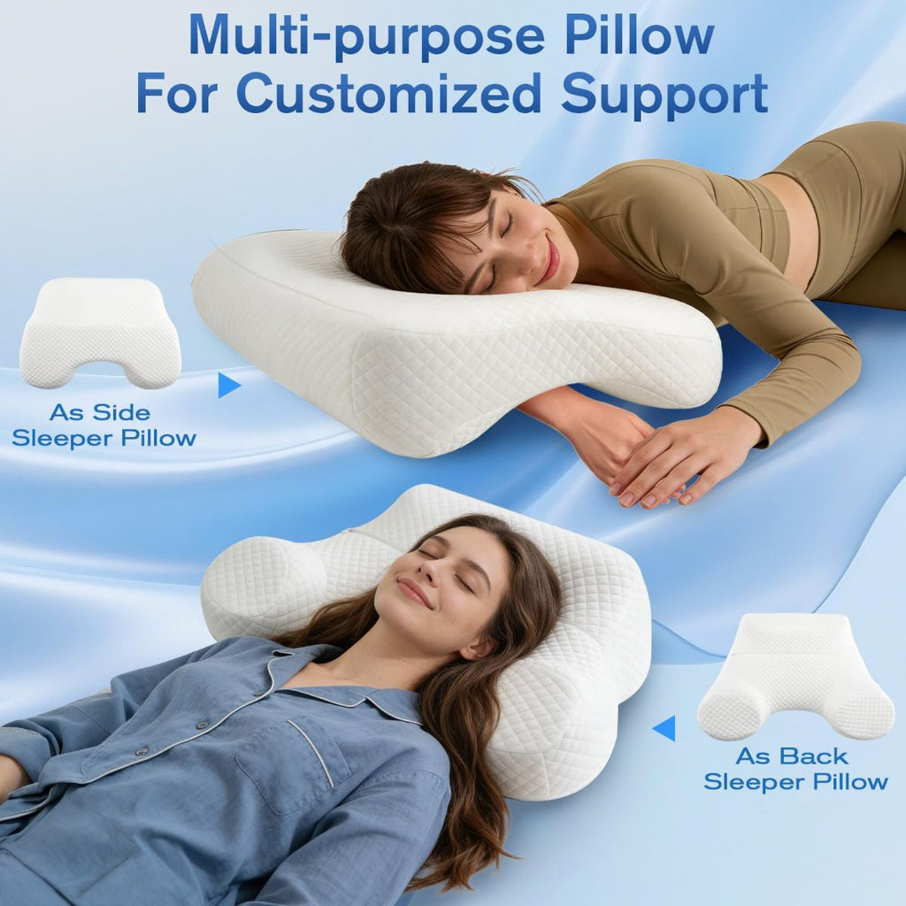 Side Sleeper Pillow for Adults with Arm Holes, Slow Rebound Memory Foam Arm Pillow for Comfortable Neck and Shoulder Support, Multi-Position Sleeping Pillow for Side Back Stomach Sleepers - White - Size 58cm*40cm*42cm