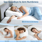 Side Sleeper Pillow for Adults with Arm Holes, Slow Rebound Memory Foam Arm Pillow for Comfortable Neck and Shoulder Support, Multi-Position Sleeping Pillow for Side Back Stomach Sleepers - White - Size 58cm*40cm*42cm