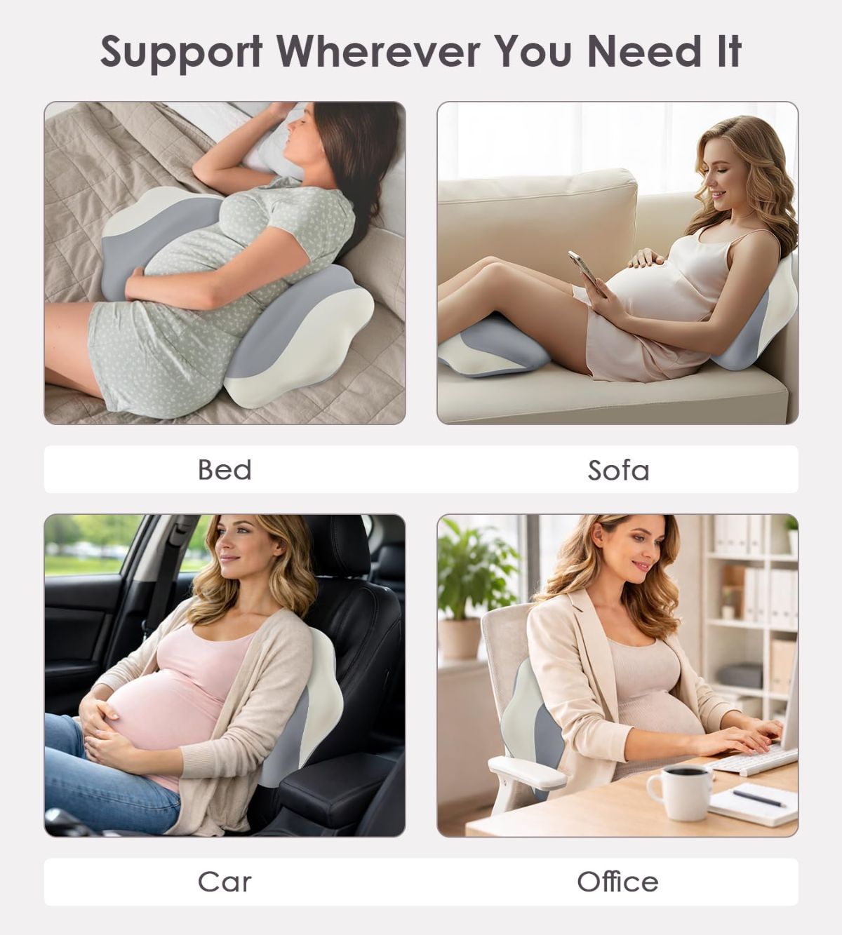 Pregnancy Pillows for Sleeping, Memory Foam Maternity Pillow Support for Back Belly HIPS, Adjustable Travel Wedge Pillow for Pregnant Women, Side Sleeping Pregnant Pillows with Cooling Pillowcase - Gray - Size 27.5in*15.7in