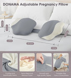 Pregnancy Pillows for Sleeping, Memory Foam Maternity Pillow Support for Back Belly HIPS, Adjustable Travel Wedge Pillow for Pregnant Women, Side Sleeping Pregnant Pillows with Cooling Pillowcase - Pink - Size 27.5in*15.7in