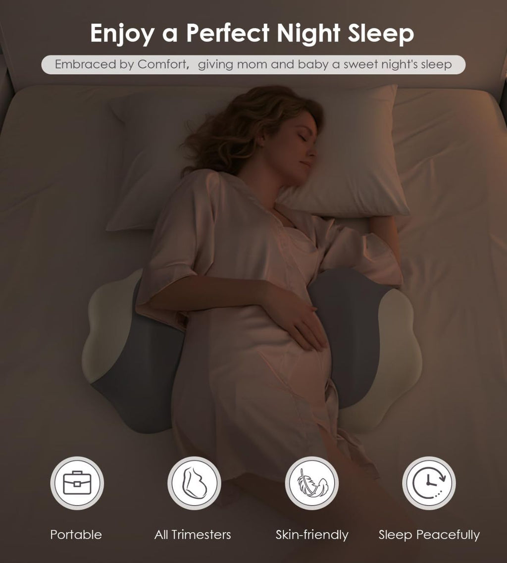 Pregnancy Pillows for Sleeping, Memory Foam Maternity Pillow Support for Back Belly HIPS, Adjustable Travel Wedge Pillow for Pregnant Women, Side Sleeping Pregnant Pillows with Cooling Pillowcase - Pink - Size 27.5in*15.7in