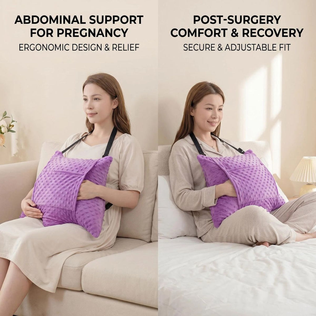 Hysterectomy Recovery Pillow with 2 Pocket for Abdominal Surgery, Hysterectomy Recovery Must Haves Essentials Abdominal Pillow Post Surgery Gifts for Women - Purple - Size 21.5in*18.5in*14.5in