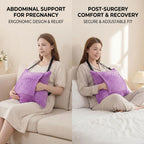 Hysterectomy Recovery Pillow with 2 Pocket for Abdominal Surgery, Hysterectomy Recovery Must Haves Essentials Abdominal Pillow Post Surgery Gifts for Women - Purple - Size 21.5in*18.5in*14.5in