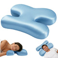 Side Sleeper Pillow for Anti-Wrinkle, Cooling Memory Foam Beauty Pillows for Neck Pain & Breathing Smoothly, Silky Satin Anti-Aging Pillow with Ergonomic Design for Back and Side Sleeper - Blue - Size 57cm*38cm