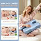 Side Sleeper Pillow for Anti-Wrinkle, Cooling Memory Foam Beauty Pillows for Neck Pain & Breathing Smoothly, Silky Satin Anti-Aging Pillow with Ergonomic Design for Back and Side Sleeper - Green - Size 57cm*38cm