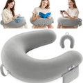 Reading Lap Pillow Ergonomic U Shape Cushion | Reading Pillow for Bed for Adults Elbow Rest Reduces Fatigue Desk Couch Floor Sofa Sitting Working Crocheting Writing - Gray - Size 40cm*34cm