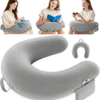 Reading Lap Pillow Ergonomic U Shape Cushion | Reading Pillow for Bed for Adults Elbow Rest Reduces Fatigue Desk Couch Floor Sofa Sitting Working Crocheting Writing - Gray - Size 40cm*34cm