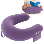 Reading Lap Pillow Ergonomic U Shape Cushion | Reading Pillow for Bed for Adults Elbow Rest Reduces Fatigue Desk Couch Floor Sofa Sitting Working Crocheting Writing - Purple - Size 40cm*34cm