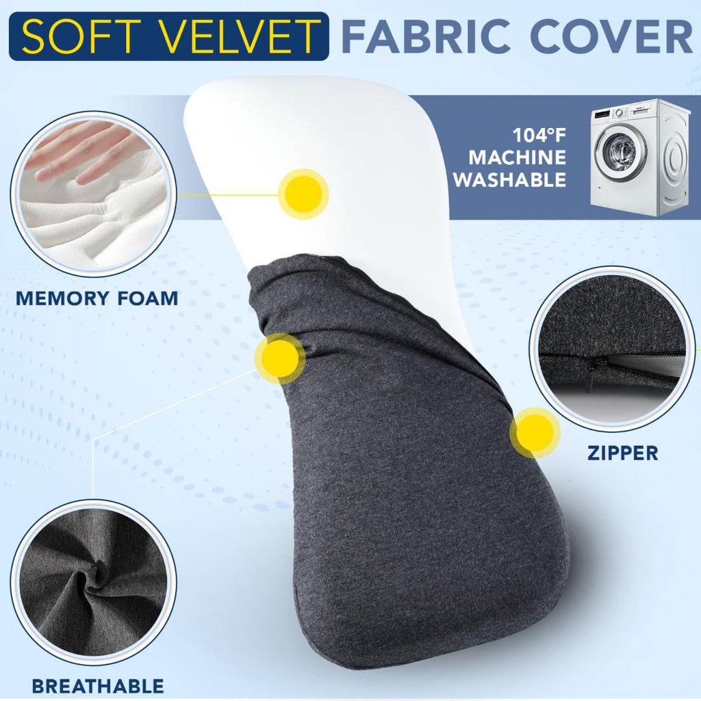 Lumbar Support Pillow for Sleeping Memory Foam Lumbar Pillow for Lower Back Pain Relief Back Support Pillow for Side,Back and Stomach Sleepers-Bed Wedge Bolster Pillow Bed Rest Pillow(Gray)