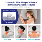 Side Sleeper Pillow - Face & Neck Relief, Dual-Mode 2-in-1, 60D Memory Foam, Dual-Height: 4" & 5", Cervical Support for Side Sleepers, Cooling Washable Cover - White - Size 60cm*38cm