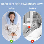 Back Sleeping Training Pillow, Memory Foam Beauty Pillow with Adjustable Height, Neck & Shoulder Support, 2 Washable Covers, Blue