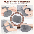 Knee Pillow for Side Sleepers, Supportive Memory Foam Leg Pillow for Side Sleeping with Elastic Strap, Heart-Shape Pillow Between Legs for Pain Relief on Sciatica, Hip Joints - Dark Gray - Size 10.6in*11in