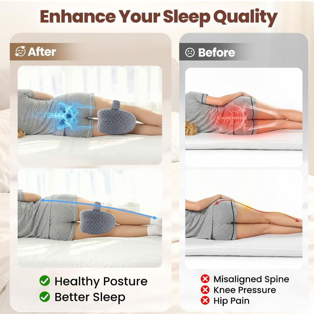 Knee Pillow for Side Sleepers, Supportive Memory Foam Leg Pillow for Side Sleeping with Elastic Strap, Heart-Shape Pillow Between Legs for Pain Relief on Sciatica, Hip Joints - White - Size 10.6in*11in