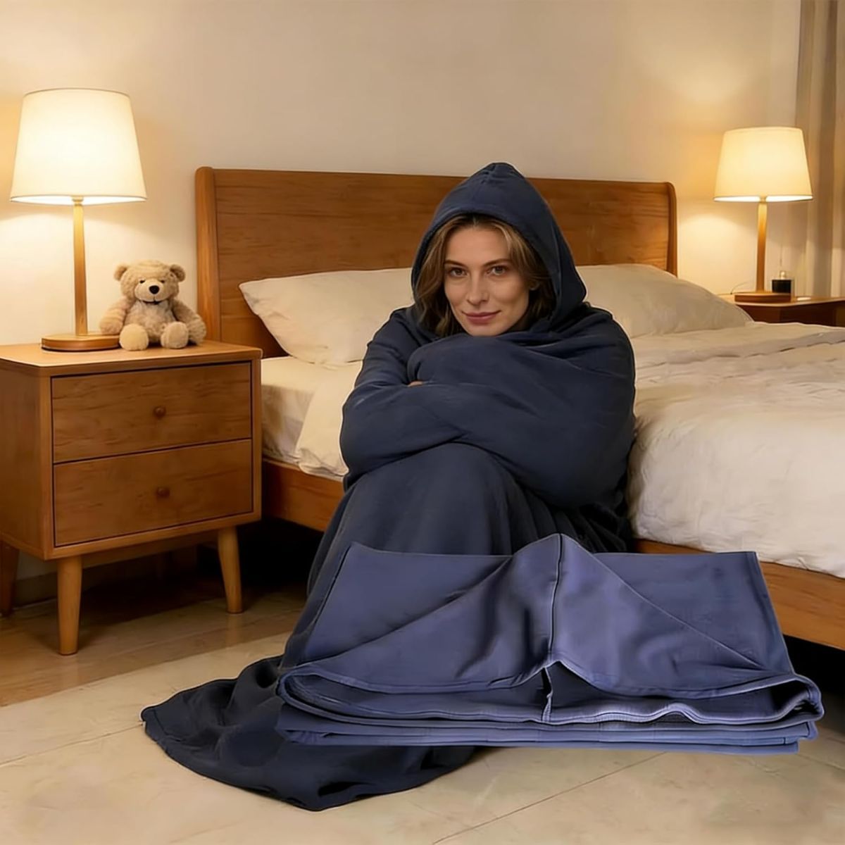 Sleep Pod - Wearable Blanket Hoodie for Anxiety Relief & Deep Sleep, Portable Personal Sleeping Bag for Travel, Camping and Cozy Lounging - Gray - Size 150cm*40cm