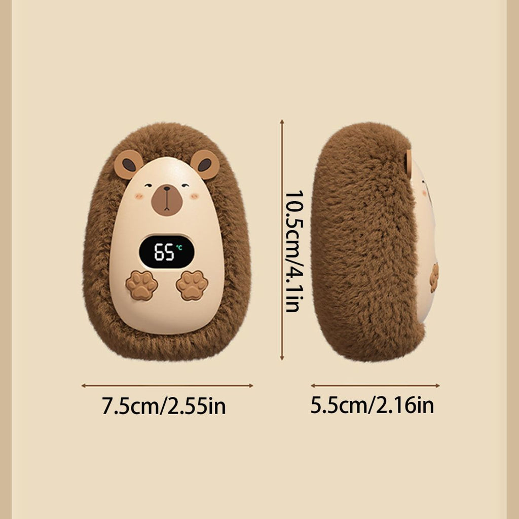 Rechargeable Hand Warmer Plush Animal Hand Warmer USB Hand Warmer 3-Setting - Brown - Size Fits Adult Hands