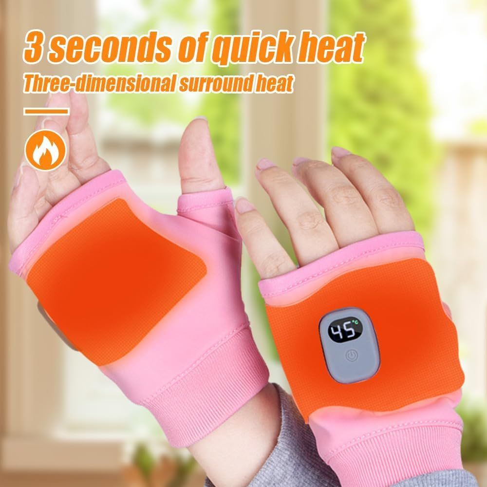 Rechargeable Wireless Heated Gloves Women'S Heated Gloves Fingerless Heated - Pink - Size Fits Adult Hands