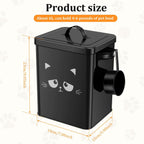 Cat Food Storage Container, 6L/202OZ Large Capacity Pet Food Storage Bin with Airtight Lid and Scoop, Metal Pet Storage Bucket, Portable Cute Cat Treat Container for Home Travels